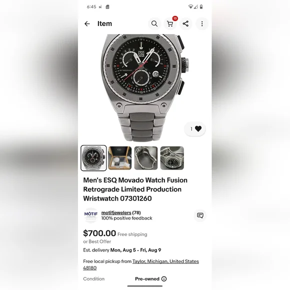 Movado ESQ WATCH MENS CHRONGRAPH